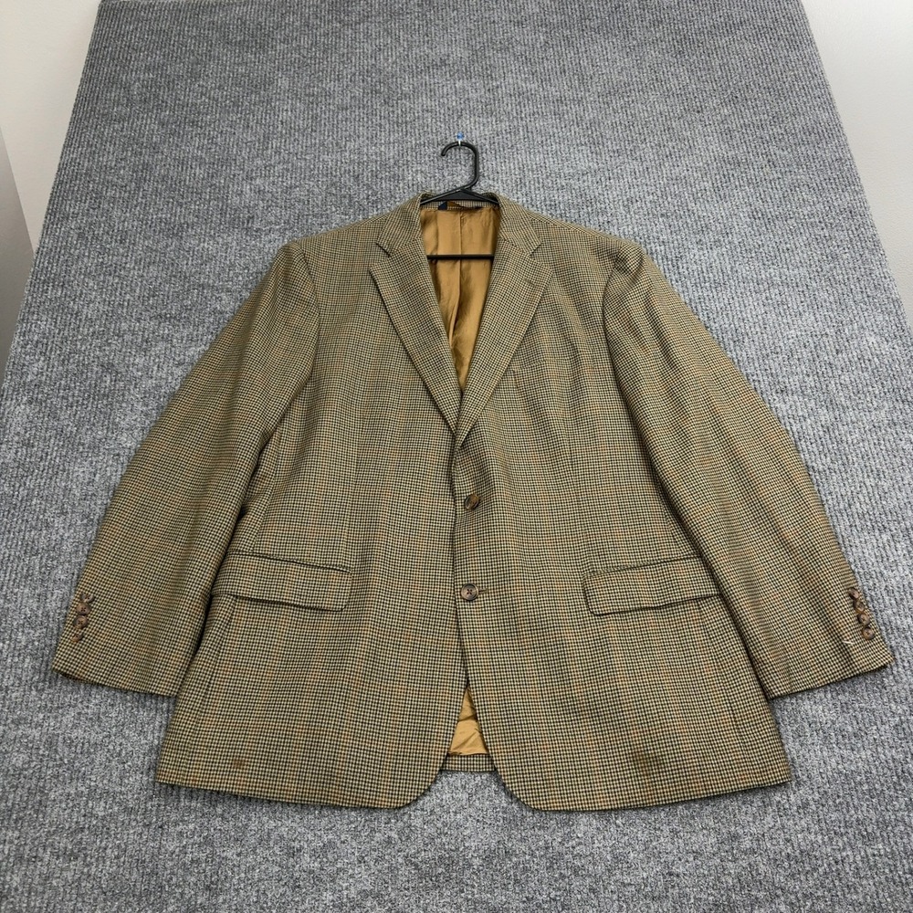 Brooks Brothers Blazer Mens 45R Brown Wool Houndstooth Madison Fit Sport Coat
